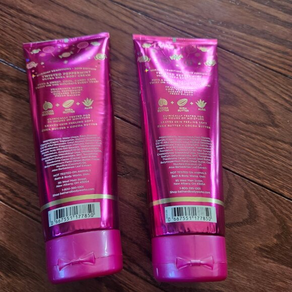 Bath & Body Works twisted pepper mint Moisture Shea Body Cream 8 oz two of them - Picture 2 of 3